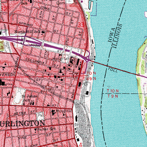 Topographic Map of Burlington Police Department, IA
