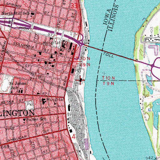 Topographic Map of Burlington City Auditorium, IA