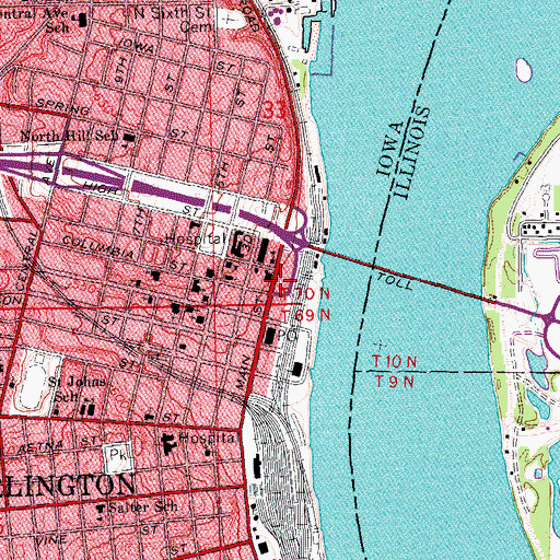 Topographic Map of Des Moines County Sheriff's Office, IA