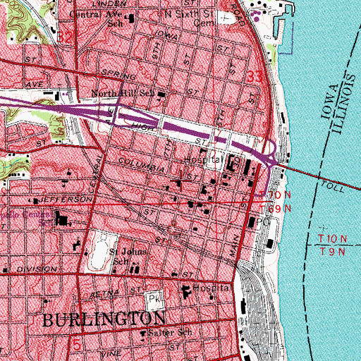 Topographic Map of Snake Alley, IA