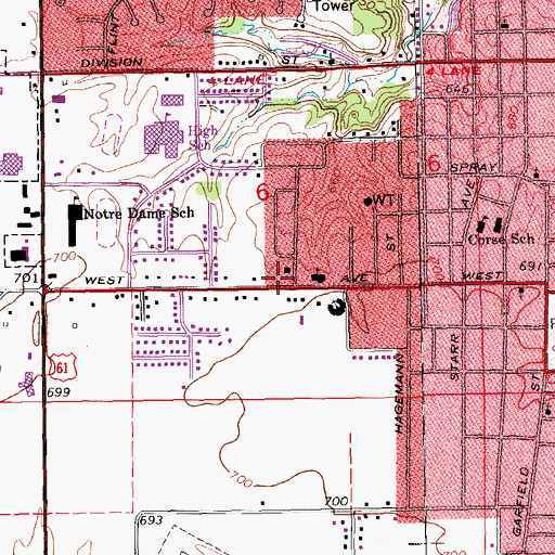 Topographic Map of Calvary Baptist Church, IA