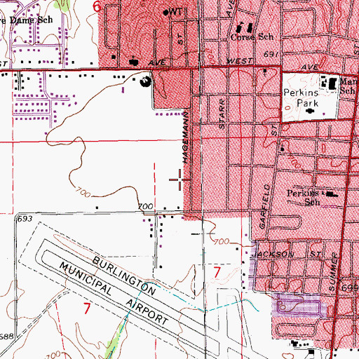 Topographic Map of Burlington Baptist Church, IA