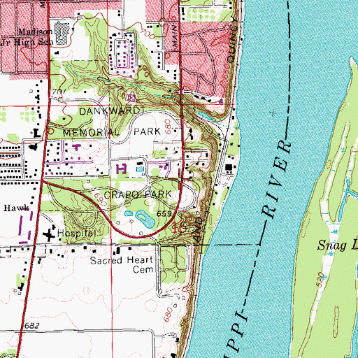 Topographic Map of Walnut Street First Baptist Church, IA