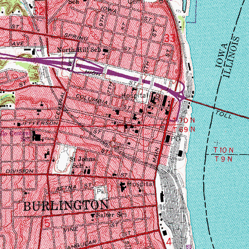 Topographic Map of First Presbyterian Church, IA
