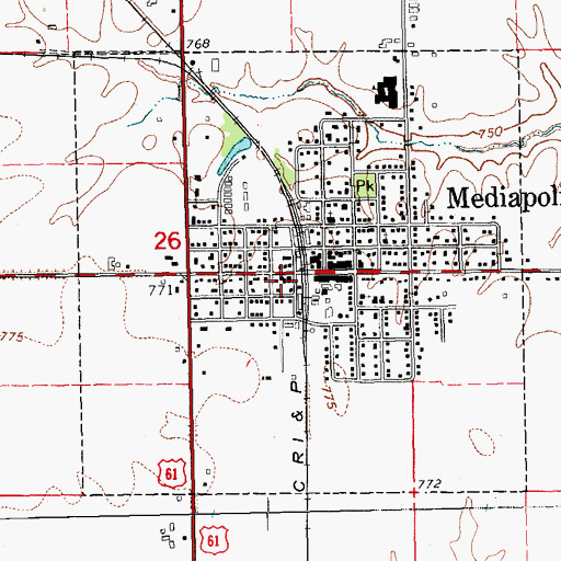 Topographic Map of Mediapolis City Fire Department, IA