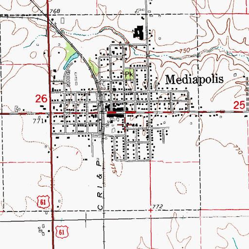 Topographic Map of First Baptist Church, IA