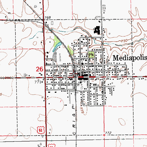 Topographic Map of Mediapolis (historical), IA