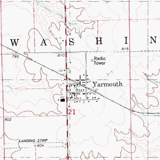 Topographic Map of Yarmouth (historical), IA