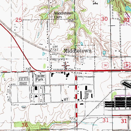 Topographic Map of Middleton City Hall, IA