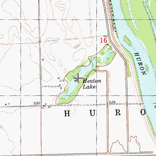 Topographic Map of Heaton Lake, IA
