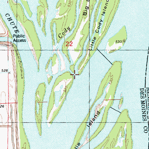Topographic Map of Cody Chute, IA