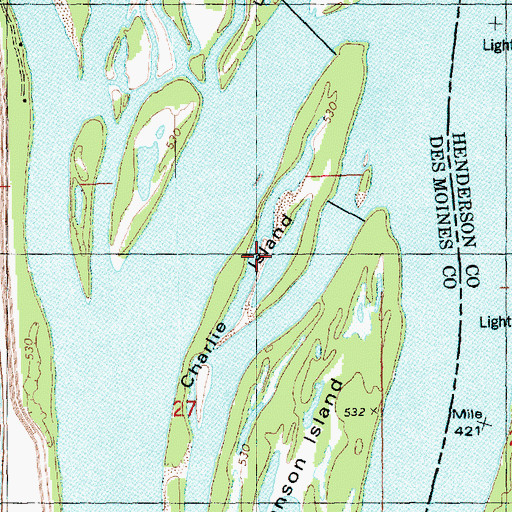 Topographic Map of Charlie Island, IA