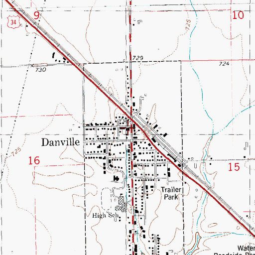 Topographic Map of Danville City Hall, IA