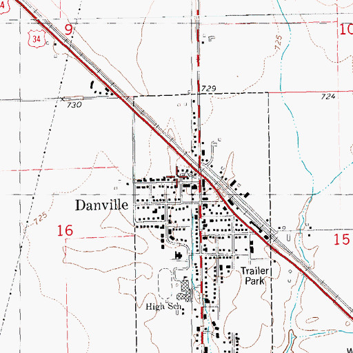 Topographic Map of Danville Fire Department, IA