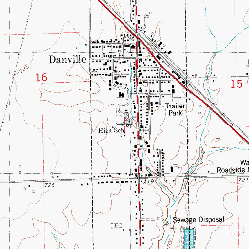 Topographic Map of Danville Elementary School, IA