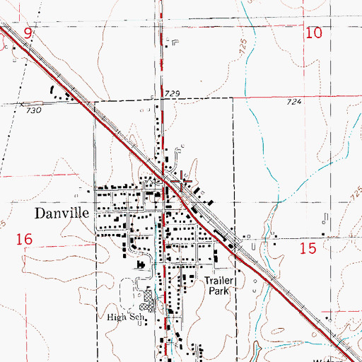 Topographic Map of Danville, IA