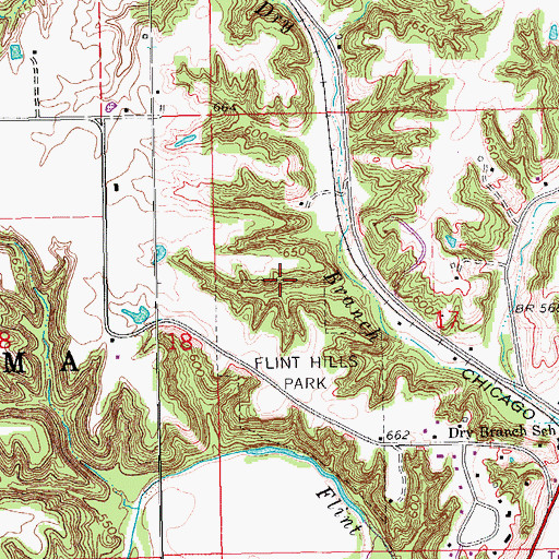 Topographic Map of Flint Hills Golf Course, IA