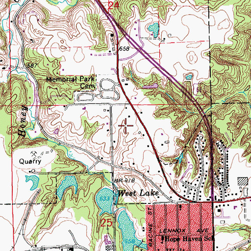 Topographic Map of Sundown Golf Course, IA