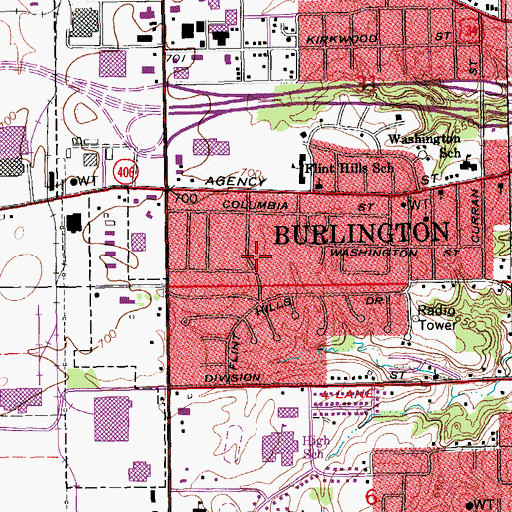 Topographic Map of Cottonwood Park, IA