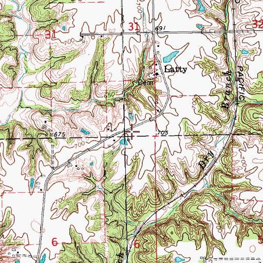 Topographic Map of Cora Post Office (historical), IA
