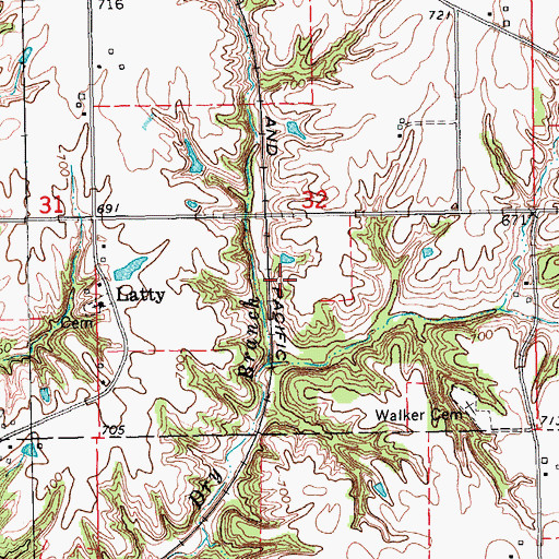 Topographic Map of Latty (historical), IA
