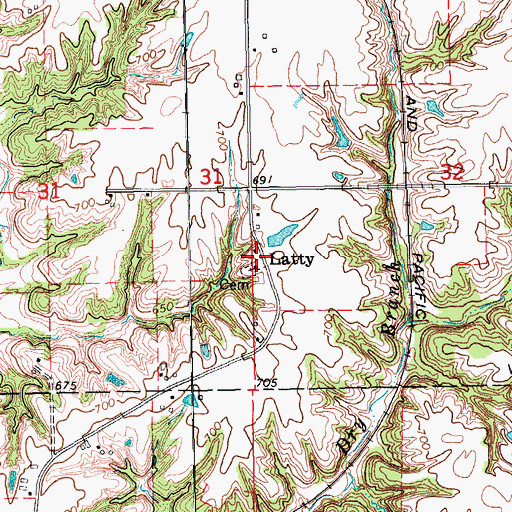 Topographic Map of Latty Post Office (historical), IA