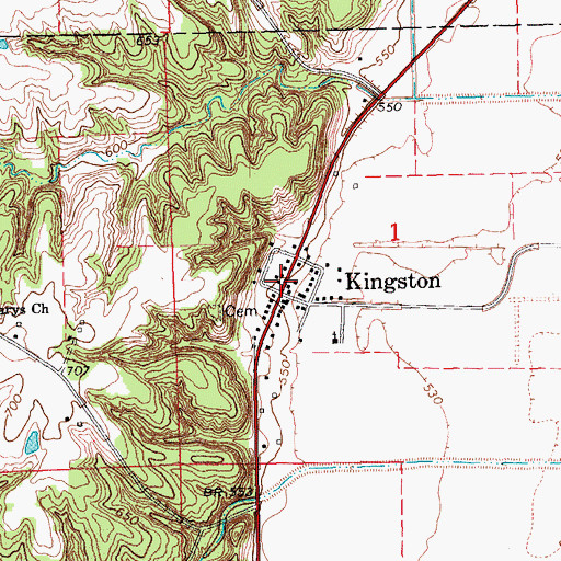 Topographic Map of Kingston Post Office (historical), IA