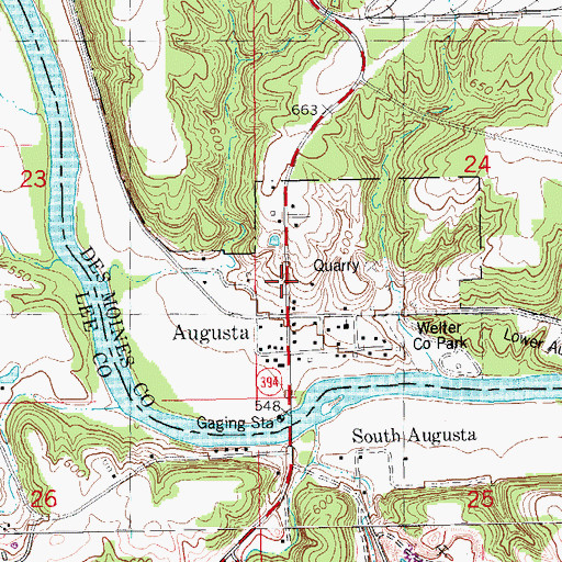 Topographic Map of Augusta Post Office (historical), IA