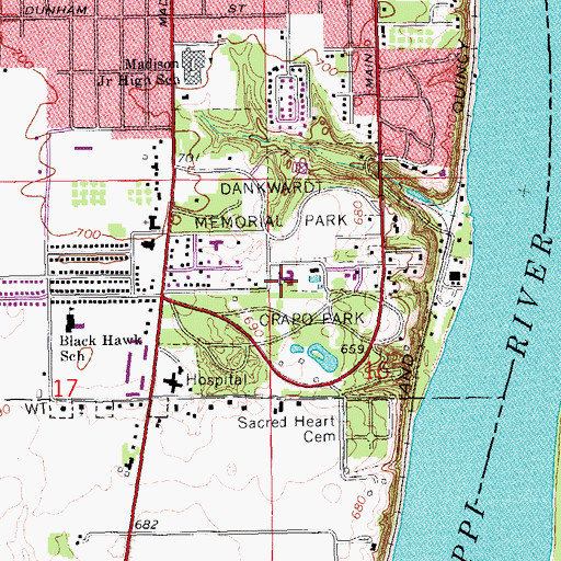 Topographic Map of Burlington Care Center, IA