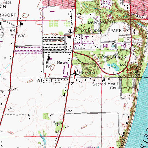 Topographic Map of Burlington Medical Center at Klein, IA