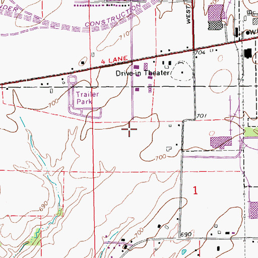 Topographic Map of Burlington Regional Recreational Complex, IA