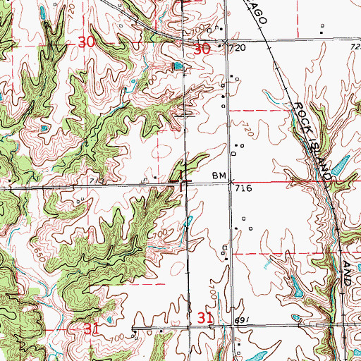 Topographic Map of Freitag Cemetery, IA