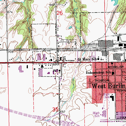 Topographic Map of Saint Mary's Cemetery, IA