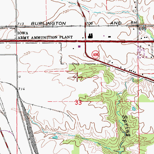 Topographic Map of Johnson Cemetery, IA