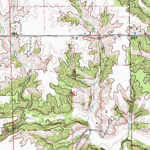Topographic Map of Franklin Mills Cemetery, IA