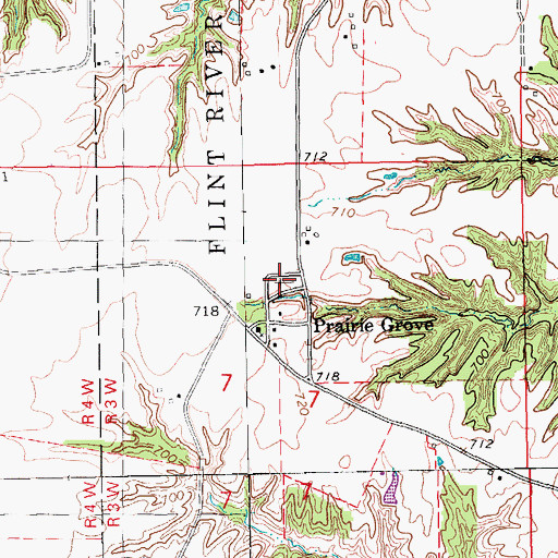 Topographic Map of Prairie Grove Cemetery, IA