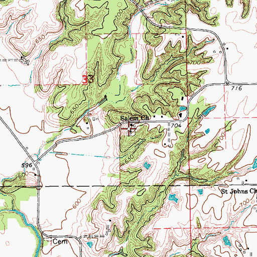 Topographic Map of Salem Lutheran Cemetery, IA