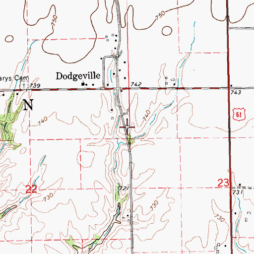 Topographic Map of Jackson Cemetery, IA