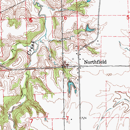 Topographic Map of Northfield Cemetery, IA