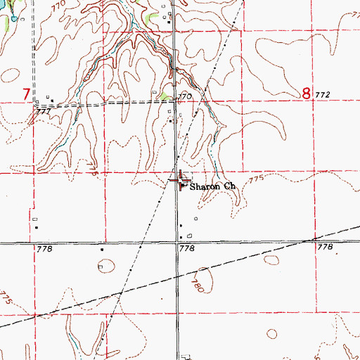 Topographic Map of Sharon Reformed Presbyterian Cemetery, IA
