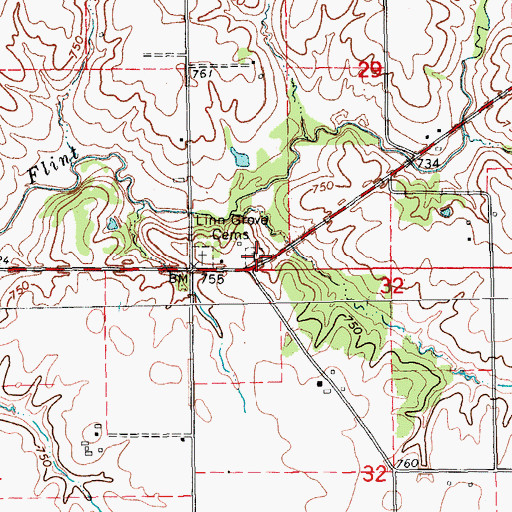 Topographic Map of Covenanter Cemetery, IA