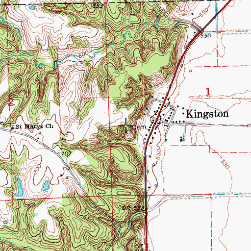 Topographic Map of Kingston Cemetery, IA