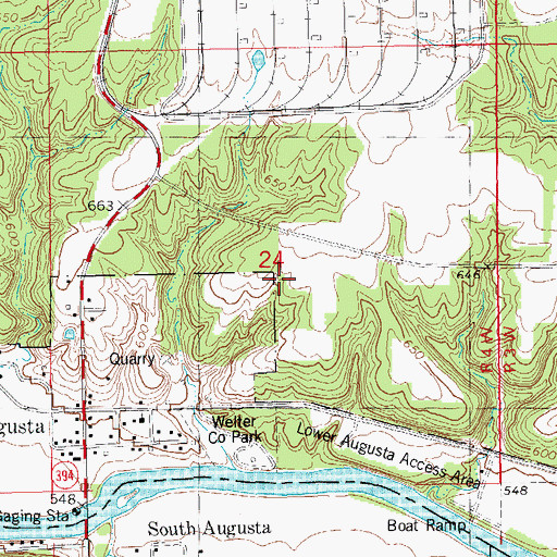 Topographic Map of Augusta Cemetery, IA