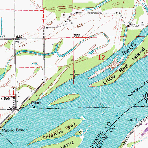 Topographic Map of Tama Beach Access, IA