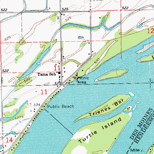 Topographic Map of Edgewater Beach Access, IA