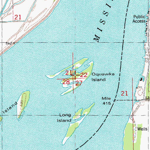 Topographic Map of Oquawka Island, IA