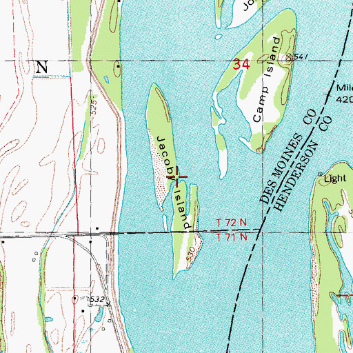 Topographic Map of Jacoby Island, IA