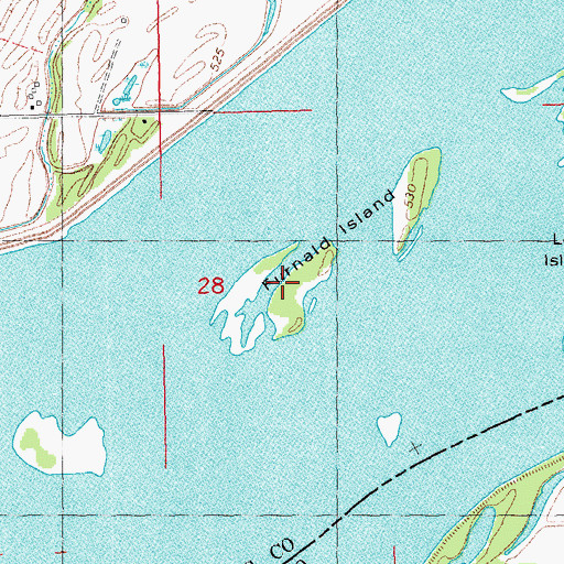 Topographic Map of Furnald Island, IA