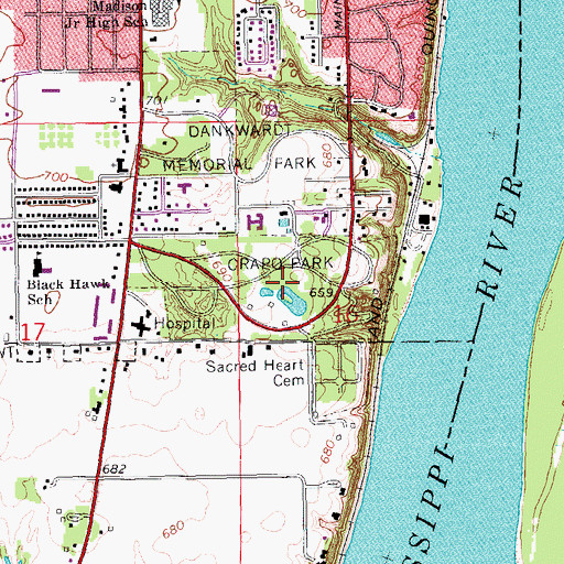 Topographic Map of Lieutenant Zebulon Pike's Landing Historical Marker, IA