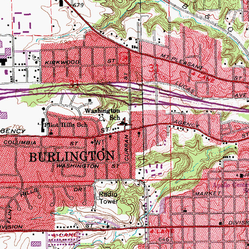 Topographic Map of Pathway of the Pioneers Historical Marker, IA